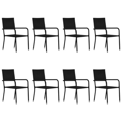 9 Piece Garden Dining Set Black