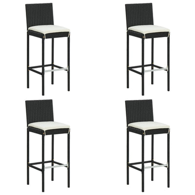 5 Piece Garden Bar Set with Cushions Black