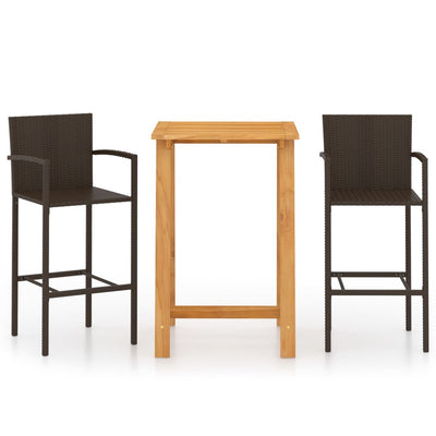 3 Piece Garden Bar Set Brown