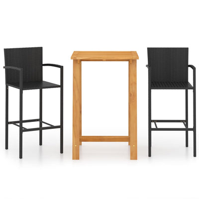 3 Piece Garden Bar Set Black