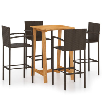 5 Piece Garden Bar Set Brown