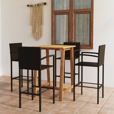 5 Piece Garden Bar Set Brown