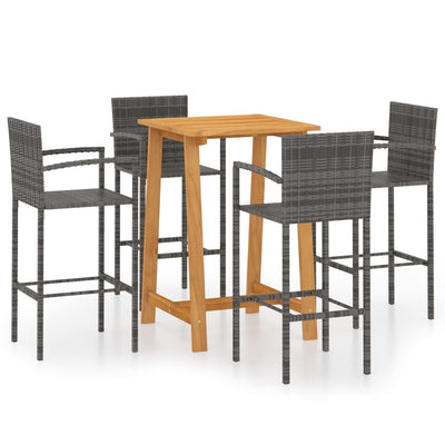 5 Piece Garden Bar Set Grey