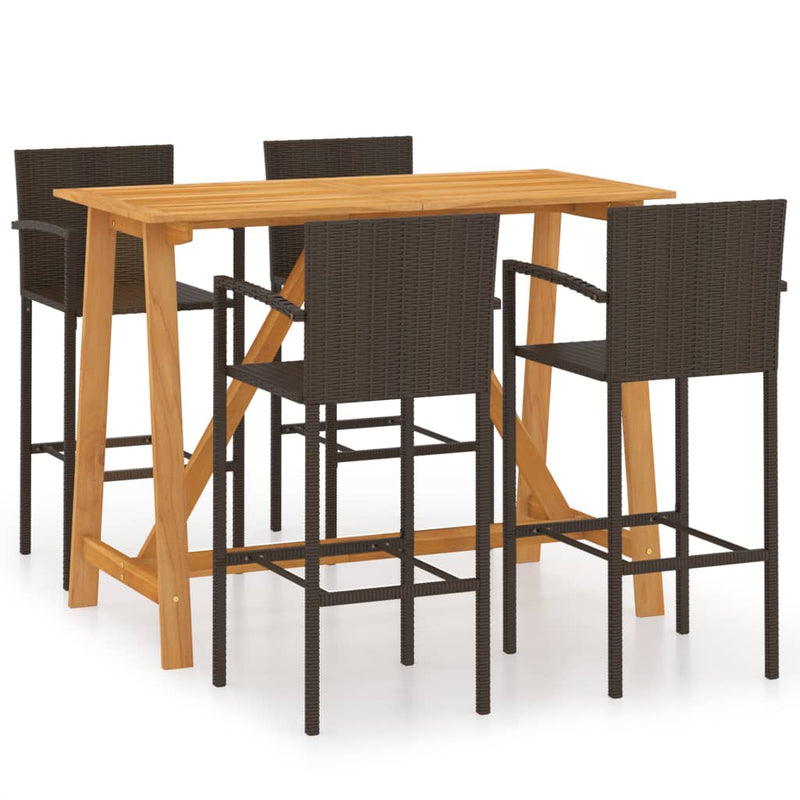 5 Piece Garden Bar Set Brown