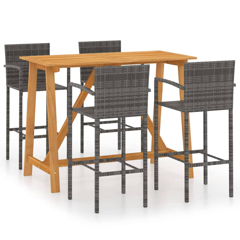 5 Piece Garden Bar Set Grey