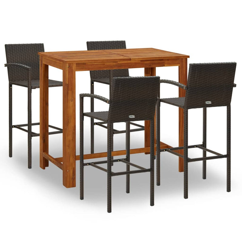 5 Piece Garden Bar Set Brown