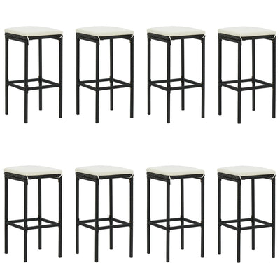 9 Piece Garden Bar Set with Cushions Black