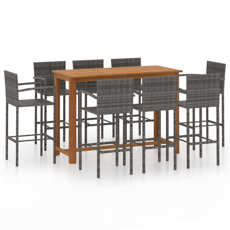 9 Piece Garden Bar Set Grey