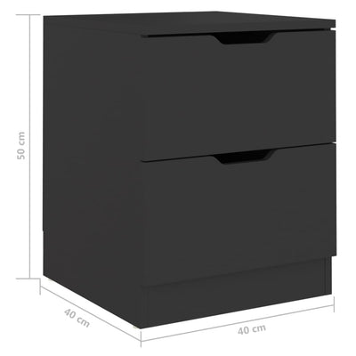 Bedside Cabinets 2 pcs Black 40x40x50 cm Engineered Wood