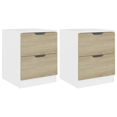 Bedside Cabinets 2 pcs White & Sonoma Oak 40x40x50 cm Engineered Wood