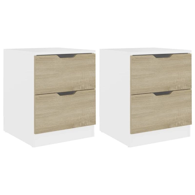 Bedside Cabinets 2 pcs White & Sonoma Oak 40x40x50 cm Engineered Wood