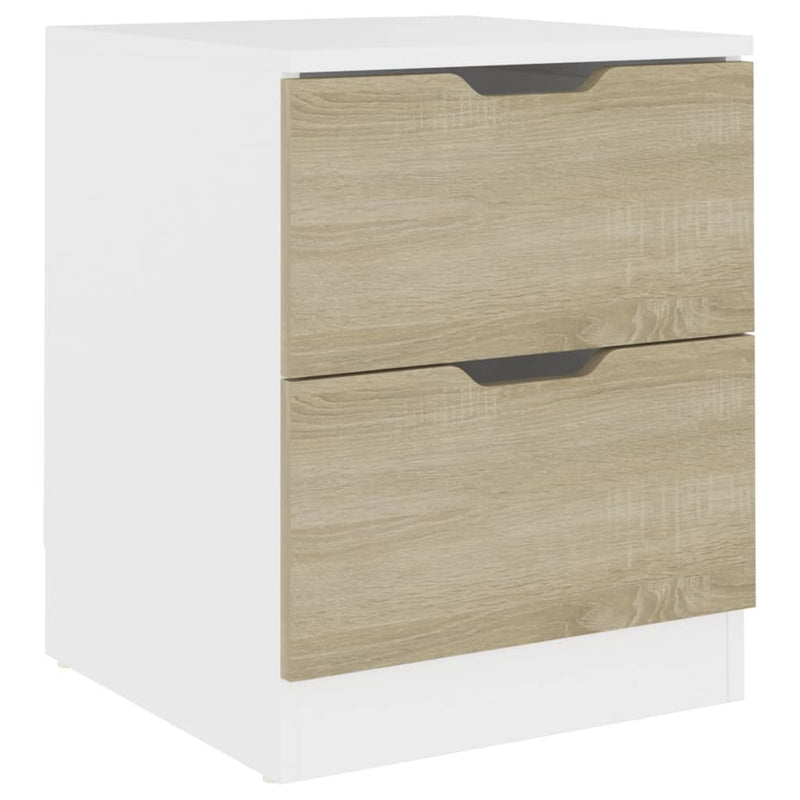 Bedside Cabinets 2 pcs White & Sonoma Oak 40x40x50 cm Engineered Wood