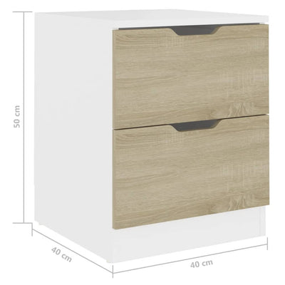 Bedside Cabinets 2 pcs White & Sonoma Oak 40x40x50 cm Engineered Wood