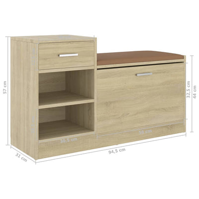 Shoe Bench Sonoma Oak 94.5x31x57 cm Engineered Wood