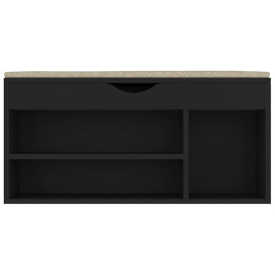 Shoe Bench with Cushion Black 104x30x49 cm Engineered Wood