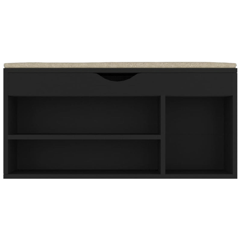 Shoe Bench with Cushion Black 104x30x49 cm Engineered Wood