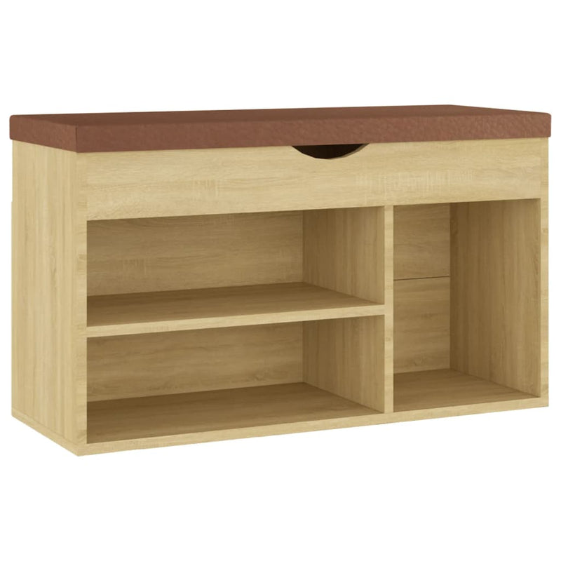 Shoe Bench with Cushion Sonoma Oak 80x30x47 cm Engineered Wood