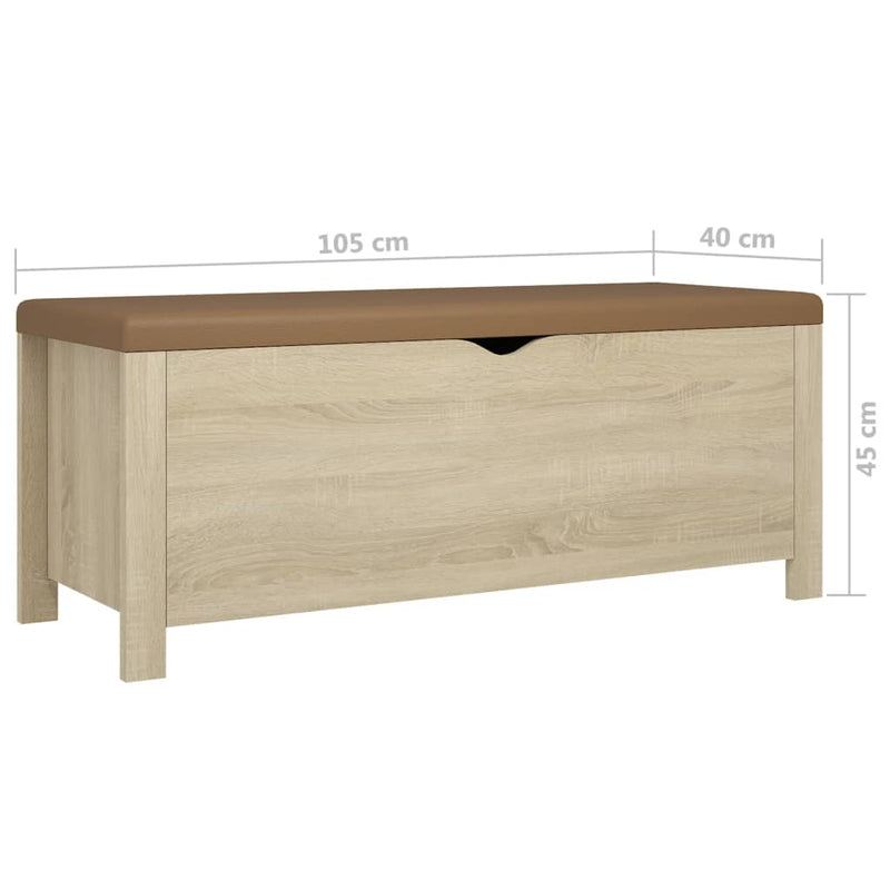 Storage Box with Cushion Sonoma Oak 105x40x45 cm Engineered Wood