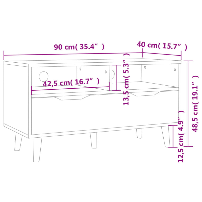 TV Cabinet Concrete Grey 90x40x48.5 cm Engineered Wood