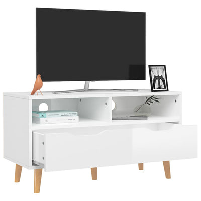 TV Cabinet High Gloss White 90x40x48.5 cm Engineered Wood