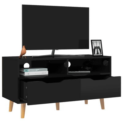 TV Cabinet High Gloss Black 90x40x48.5 cm Engineered Wood