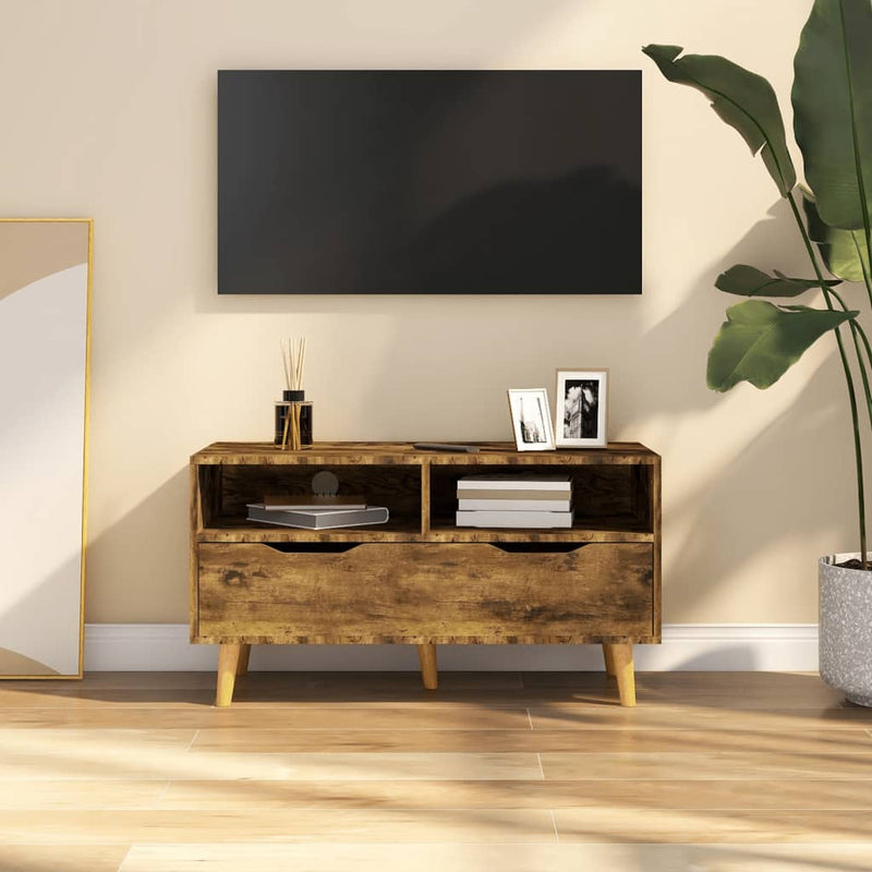 TV Cabinet Smoked Oak 90x40x48.5 cm Engineered Wood