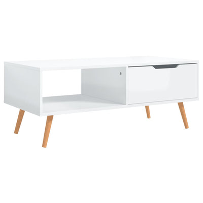 Coffee Table High Gloss White 100x49.5x43 cm Engineered Wood