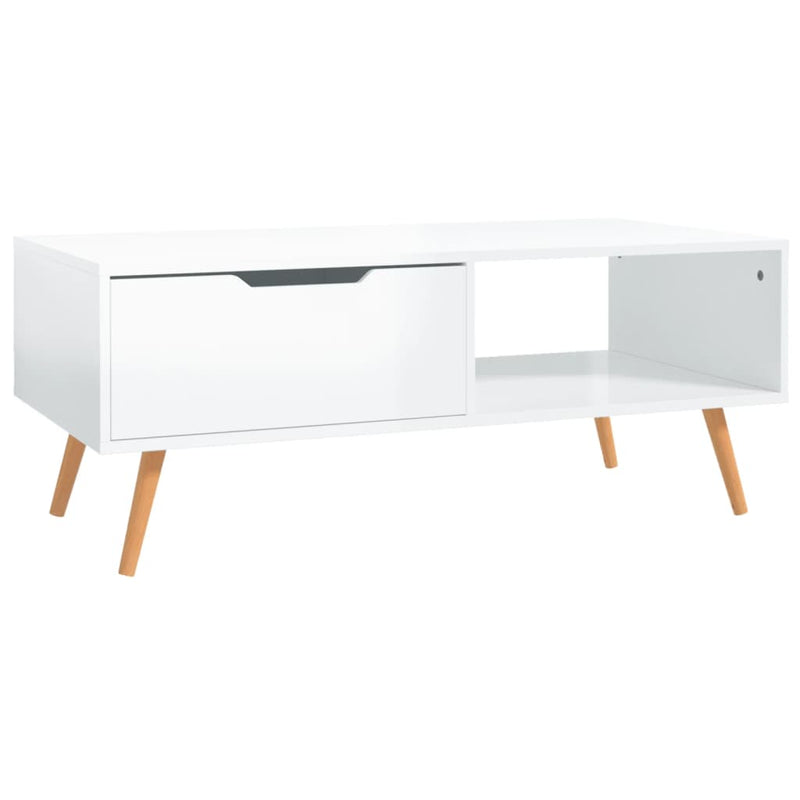 Coffee Table High Gloss White 100x49.5x43 cm Engineered Wood