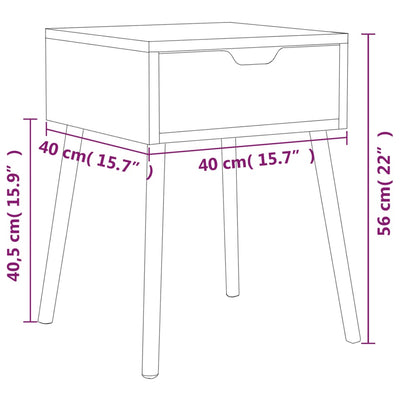 Bedside Cabinet White 40x40x56 cm Engineered Wood