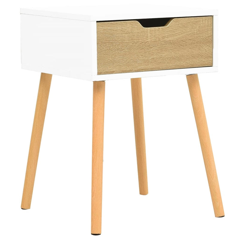 Bedside Cabinet White & Sonoma Oak 40x40x56 cm Engineered Wood