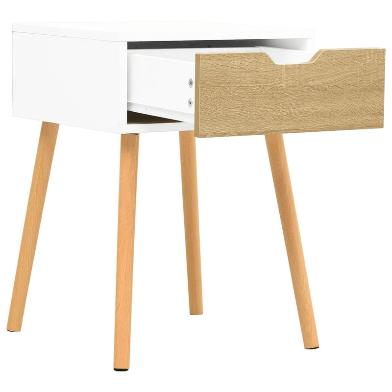 Bedside Cabinet White & Sonoma Oak 40x40x56 cm Engineered Wood