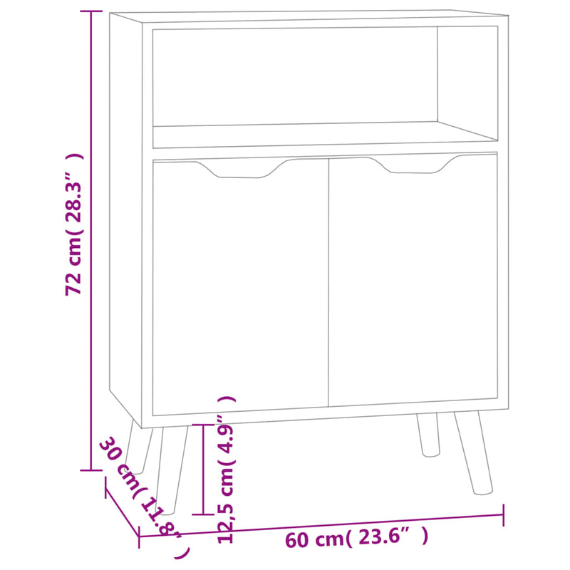 Sideboard Concrete Grey 60x30x72 cm Engineered Wood