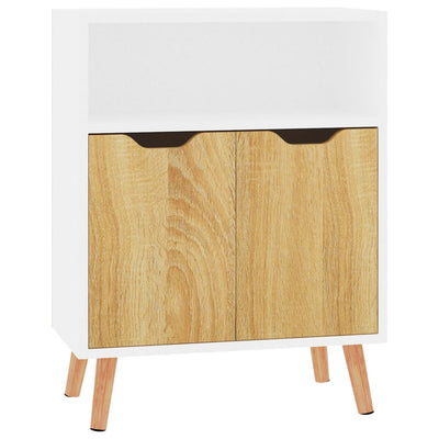 Sideboard White and Sonoma Oak 60x30x72 cm Engineered Wood