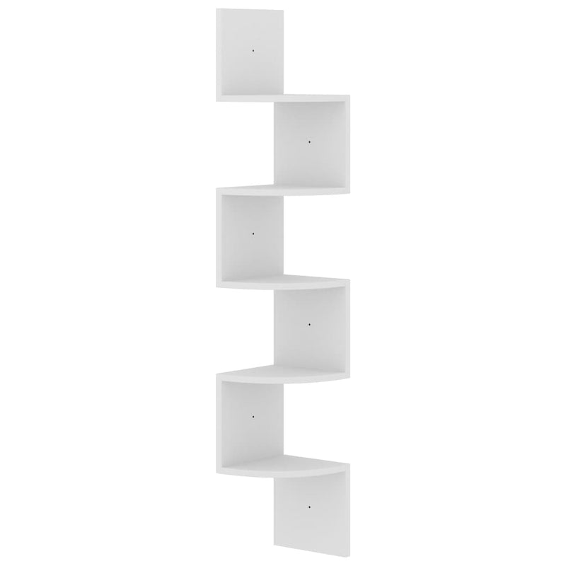 Wall Corner Shelf White 19x19x123 cm Engineered Wood