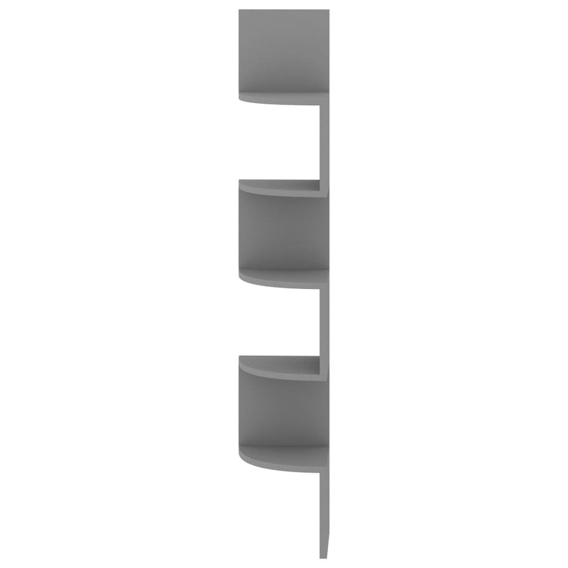 Wall Corner Shelf Grey 19x19x123 cm Engineered Wood