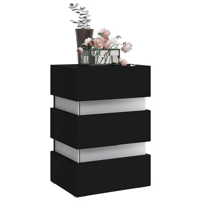 LED Bedside Cabinet Black 45x35x67 cm Engineered Wood