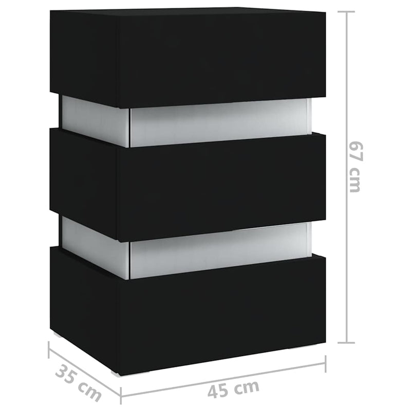 LED Bedside Cabinet Black 45x35x67 cm Engineered Wood