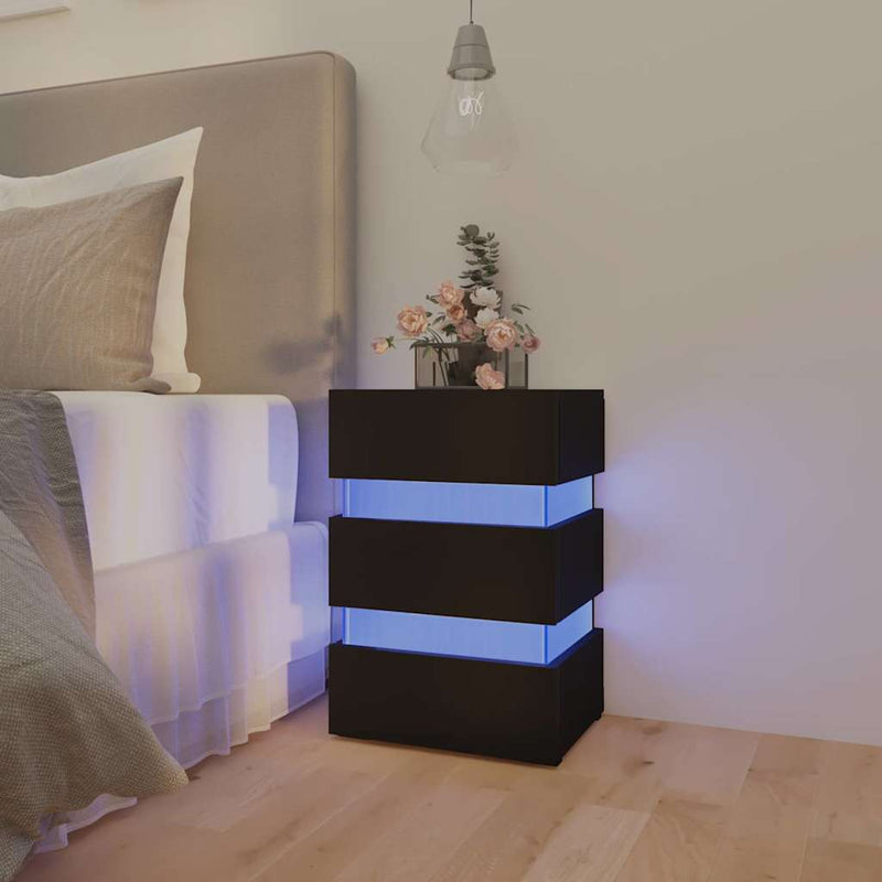 LED Bedside Cabinet Black 45x35x67 cm Engineered Wood