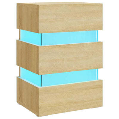 LED Bedside Cabinet Sonoma Oak 45x35x67 cm Engineered Wood