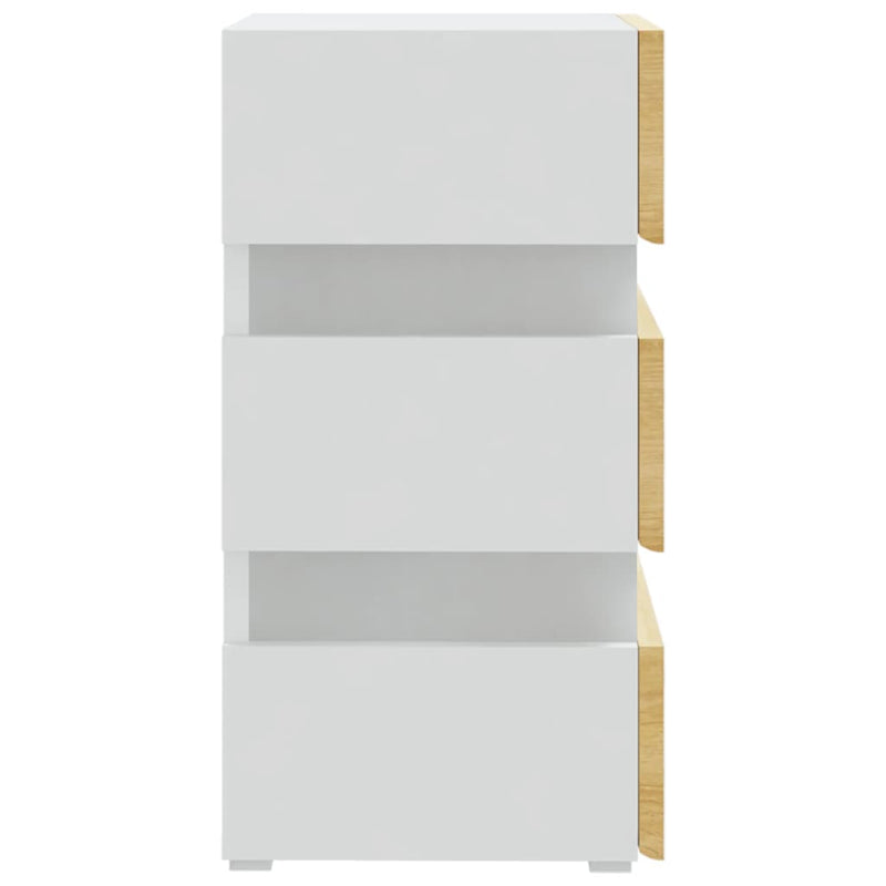 LED Bedside Cabinet White and Sonoma Oak 45x35x67 cm Engineered Wood