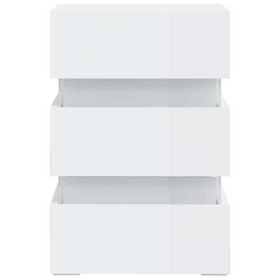 LED Bedside Cabinet High Gloss White 45x35x67 cm Engineered Wood