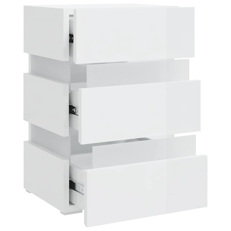 LED Bedside Cabinet High Gloss White 45x35x67 cm Engineered Wood