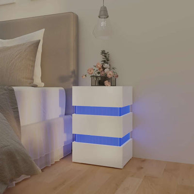 LED Bedside Cabinet High Gloss White 45x35x67 cm Engineered Wood