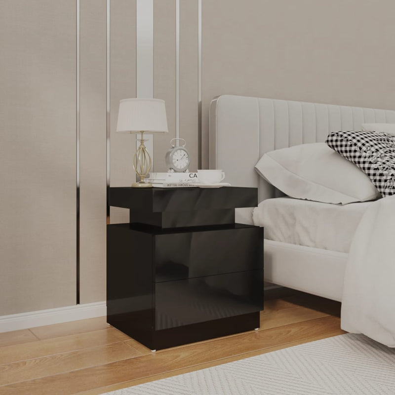 Bedside Cabinet High Gloss Black 45x35x52 cm Engineered Wood