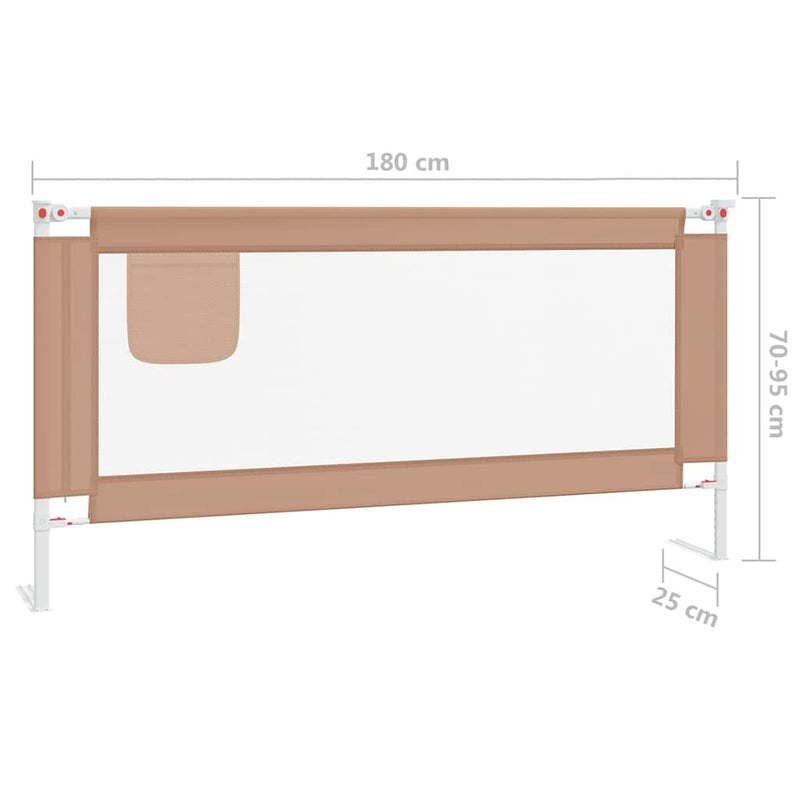 Toddler Safety Bed Rail Taupe 180x25 cm Fabric