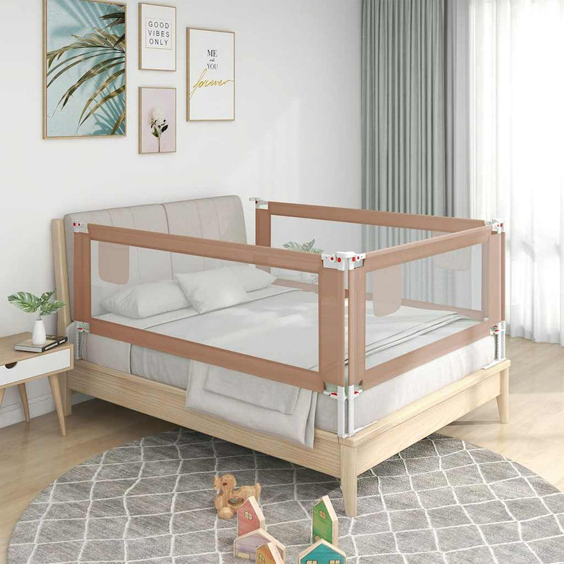 Toddler Safety Bed Rail Taupe 180x25 cm Fabric