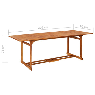 Garden Dining Table 220x90x75 cm Solid Wood Acacia