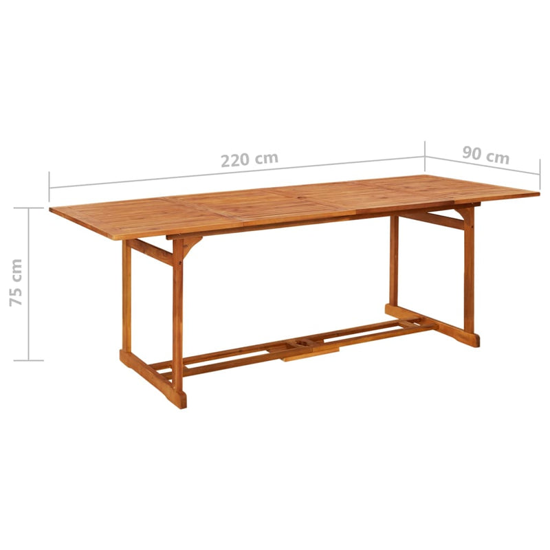 Garden Dining Table 220x90x75 cm Solid Wood Acacia