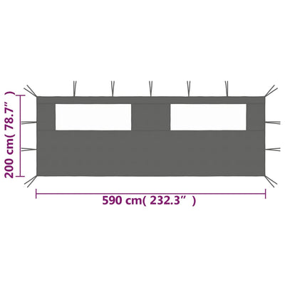 Gazebo Sidewall with Windows 6x2 m Anthracite