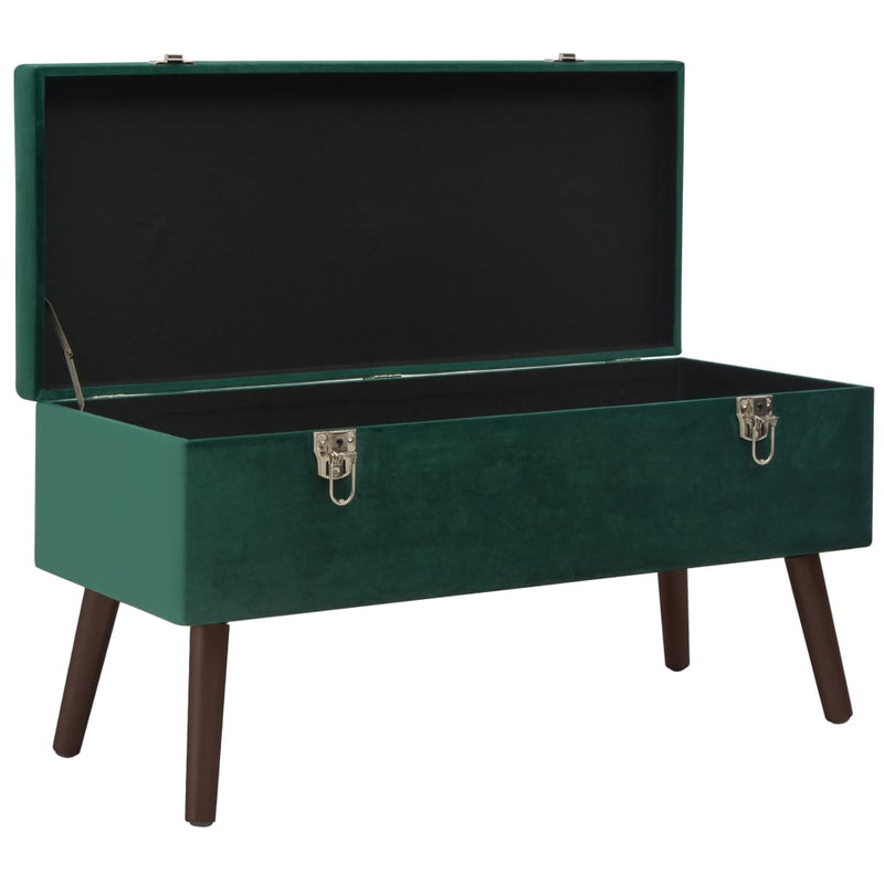 Bench with Storage Compartment Green 80 cm Velvet